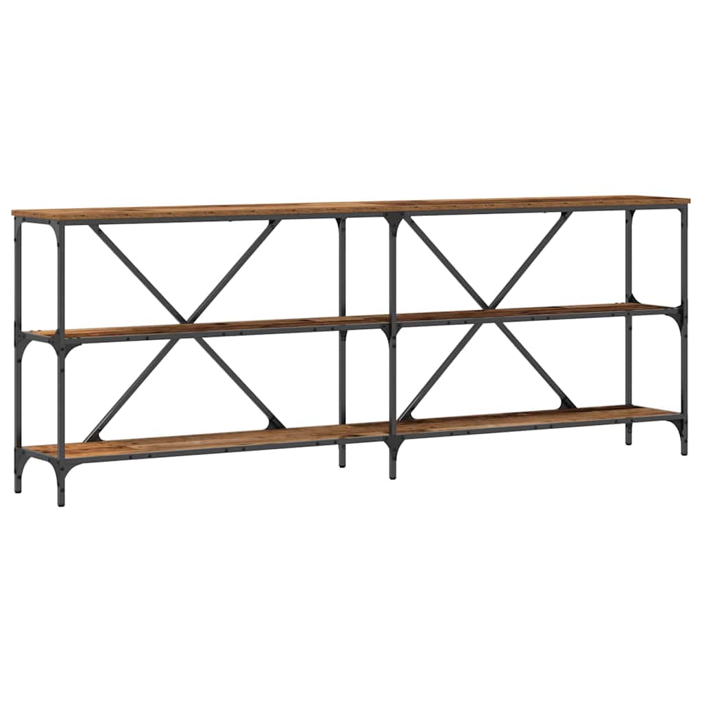 Konsolentisch mit Regal Altholz 200 x 30 x 75 cm Holzwerkstoff