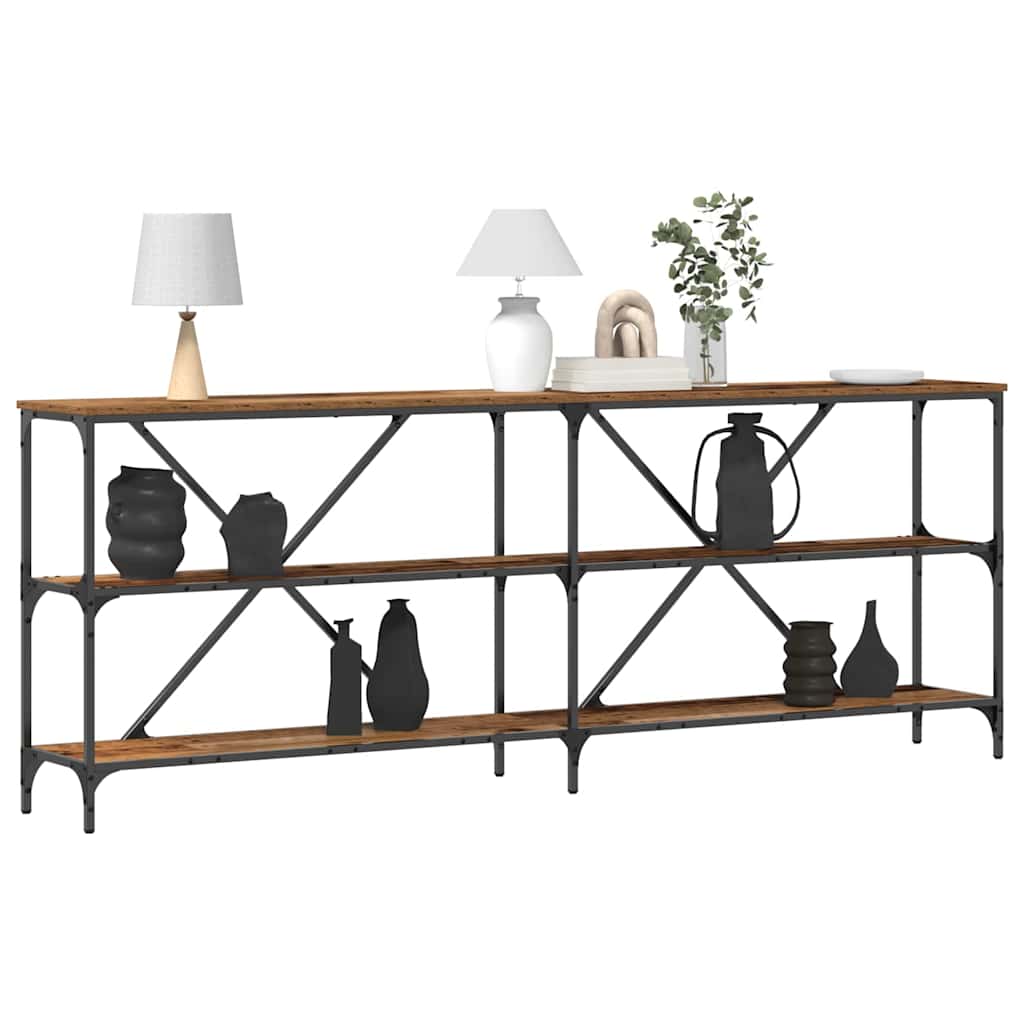 Konsolentisch mit Regal Altholz 200 x 30 x 75 cm Holzwerkstoff