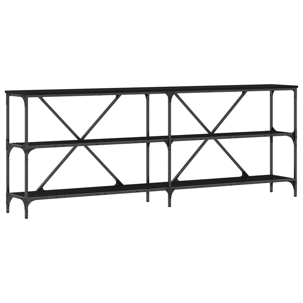 Konsolentisch mit Regal Schwarz Eichen-Optik 200 x 30 x 75 cm