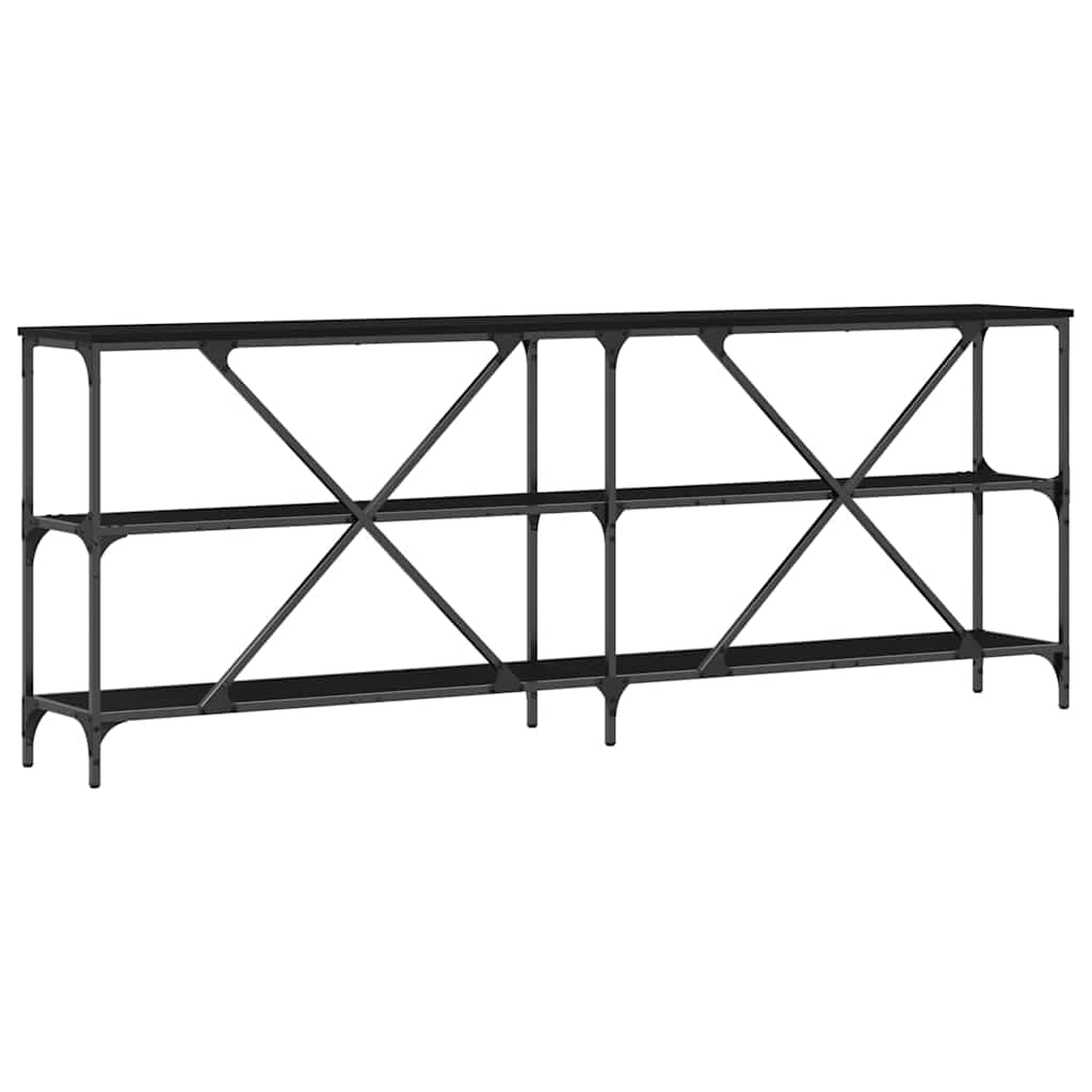 Konsolentisch mit Regal Schwarz Eichen-Optik 200 x 30 x 75 cm