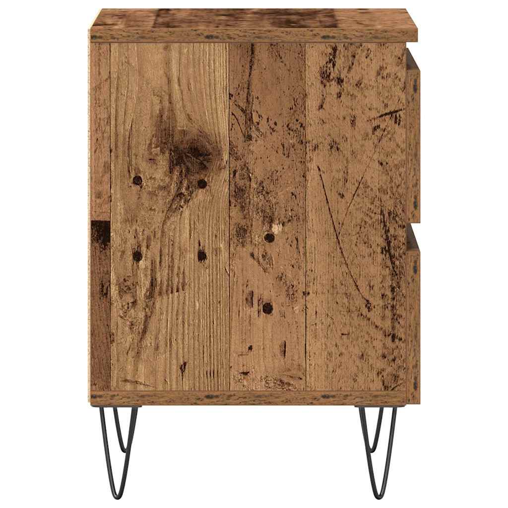 Nachttisch mit Schubladen Altholz 40 x 35 x 50 cm Holzwerkstoff