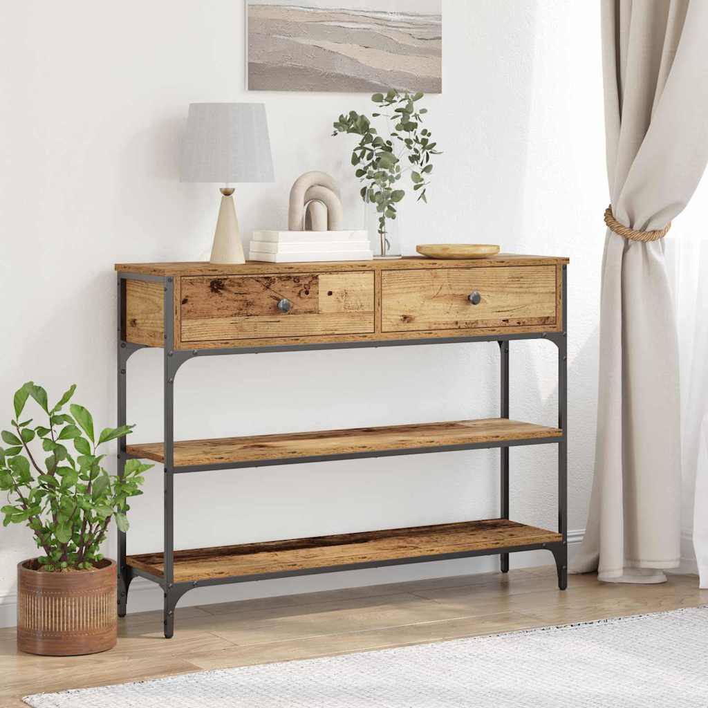Konsolentisch mit Regal Altholz 100 x 25 x 75 cm Holzwerkstoff