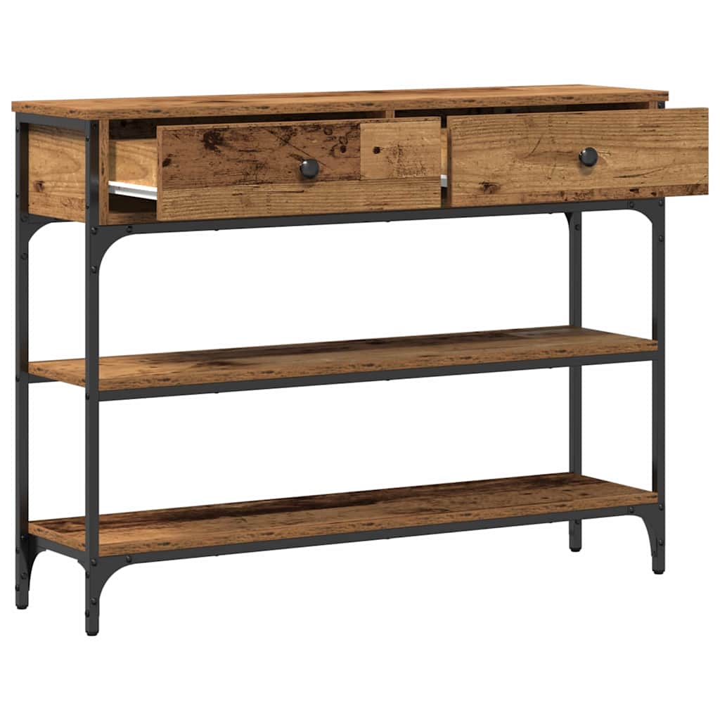 Konsolentisch mit Regal Altholz 100 x 25 x 75 cm Holzwerkstoff