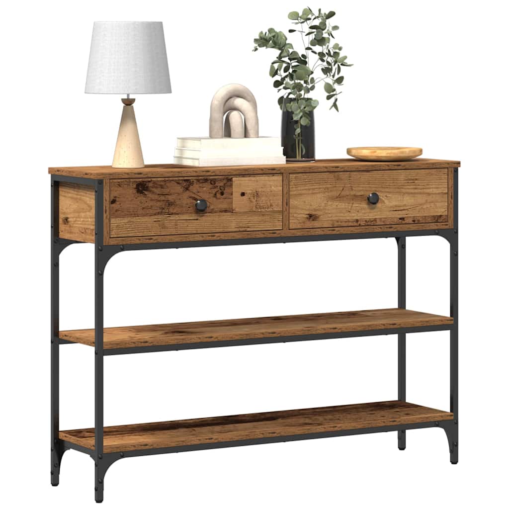 Konsolentisch mit Regal Altholz 100 x 25 x 75 cm Holzwerkstoff