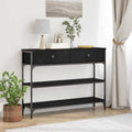 Konsolentisch mit Regal Schwarz Eichen-Optik 100 x 25 x 75 cm