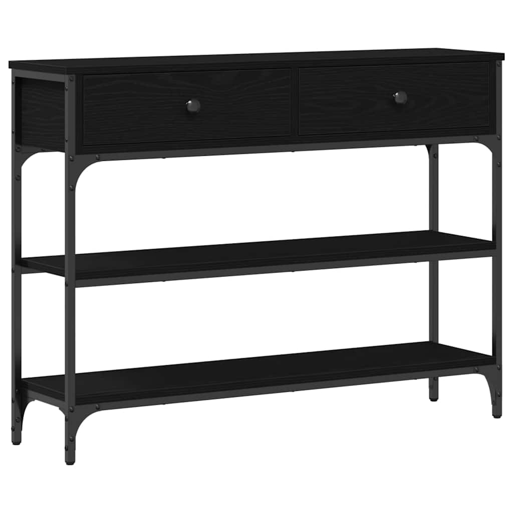 Konsolentisch mit Regal Schwarz Eichen-Optik 100 x 25 x 75 cm