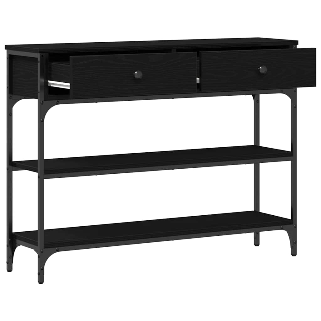 Konsolentisch mit Regal Schwarz Eichen-Optik 100 x 25 x 75 cm