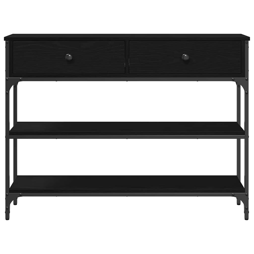 Konsolentisch mit Regal Schwarz Eichen-Optik 100 x 25 x 75 cm