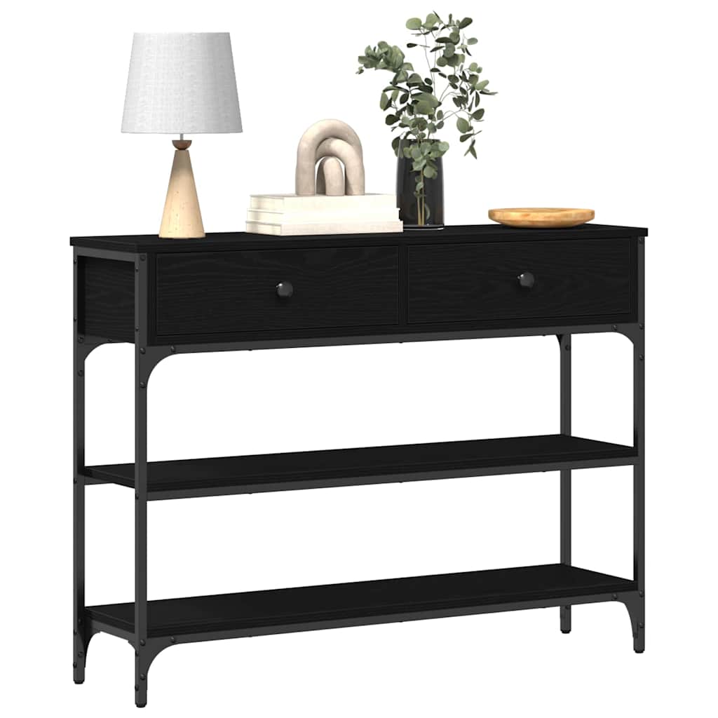 Konsolentisch mit Regal Schwarz Eichen-Optik 100 x 25 x 75 cm