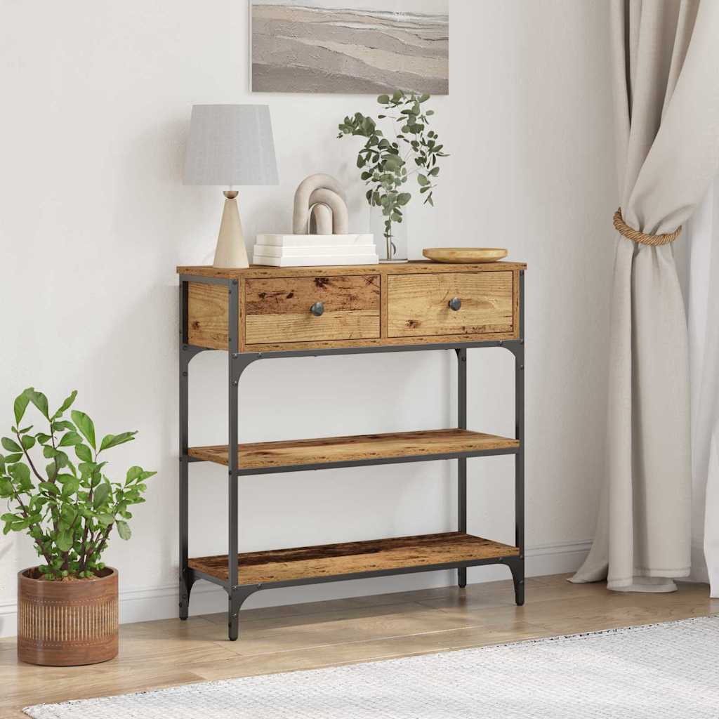 Konsolentisch mit Regal Altholz 72,5 x 25 x 75 cm Holzwerkstoff