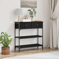 Konsolentisch mit Regal Schwarz Eichen-Optik 72,5 x 25 x 75 cm