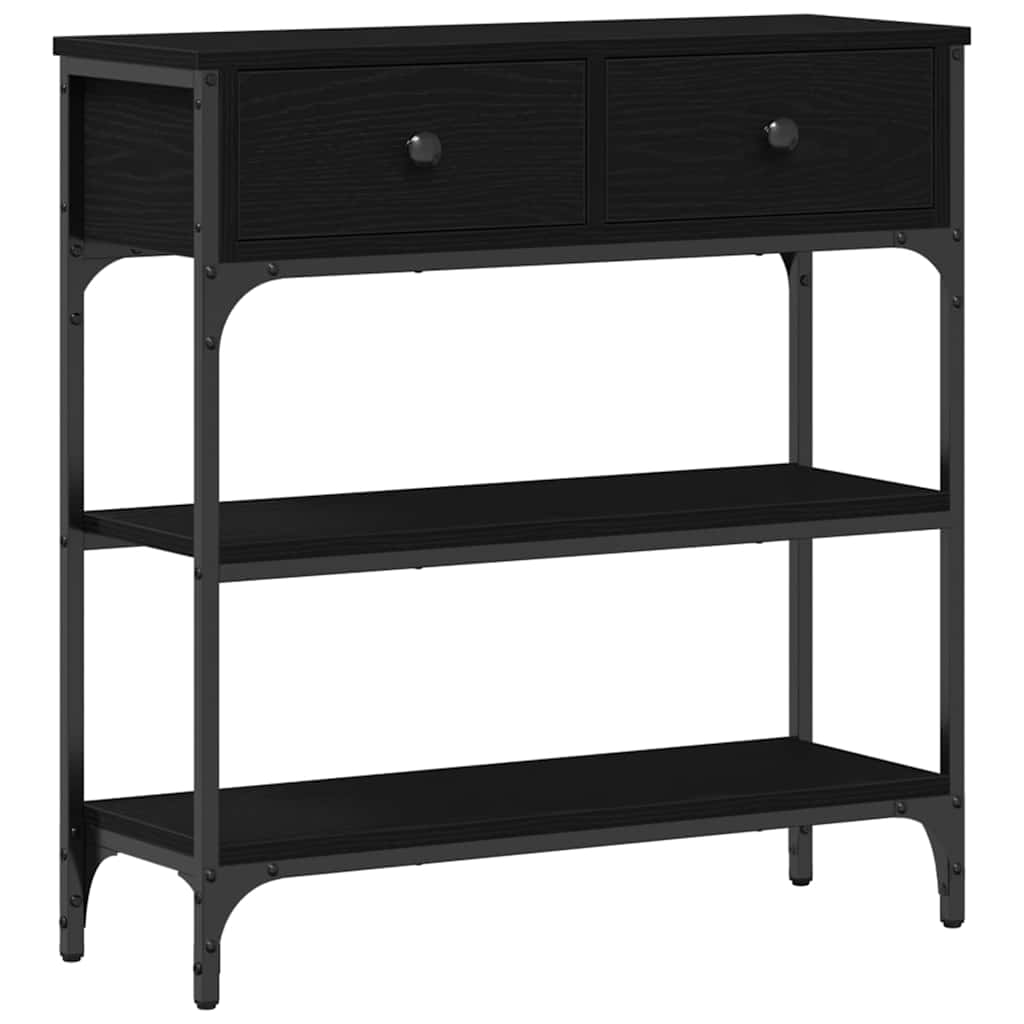 Konsolentisch mit Regal Schwarz Eichen-Optik 72,5 x 25 x 75 cm