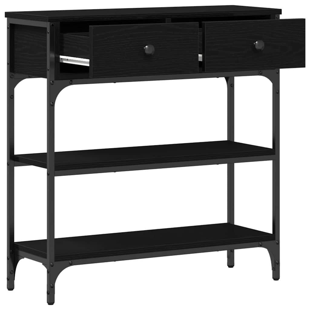 Konsolentisch mit Regal Schwarz Eichen-Optik 72,5 x 25 x 75 cm