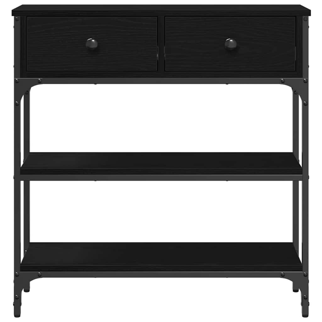 Konsolentisch mit Regal Schwarz Eichen-Optik 72,5 x 25 x 75 cm