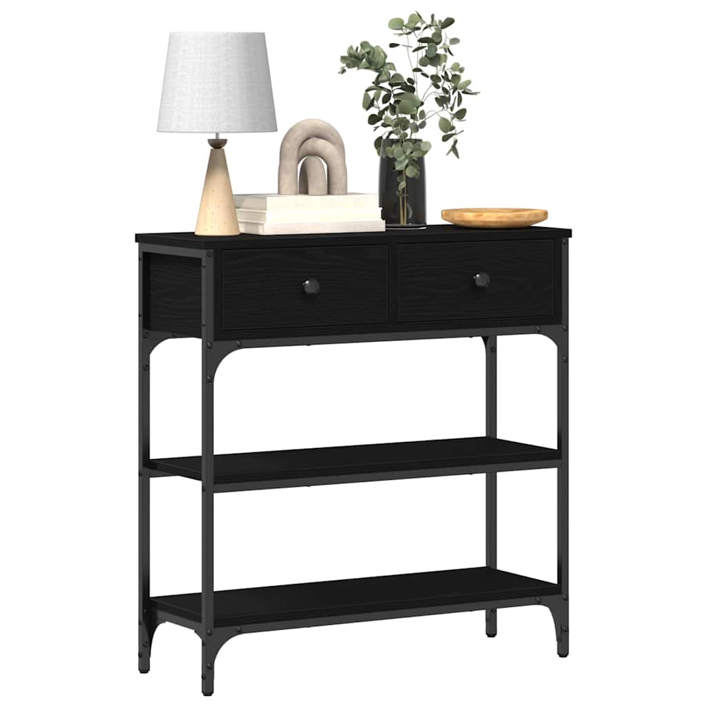 Konsolentisch mit Regal Schwarz Eichen-Optik 72,5 x 25 x 75 cm