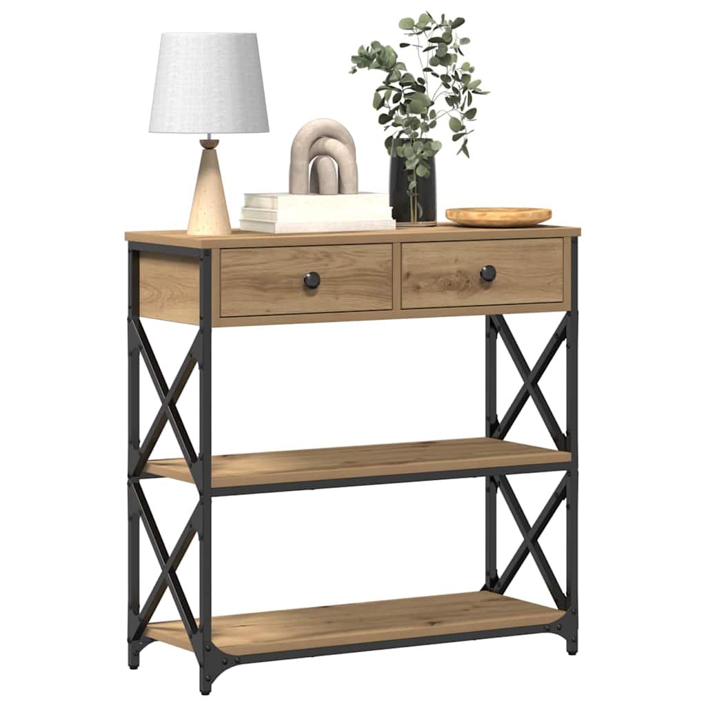 Konsole Tisch mit Schubladen Artisan-Eiche 75 x 28 x 75 cm