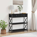 Konsole Tisch mit Regal Schwarz Eichen-Optik 75 x 28 x 75 cm