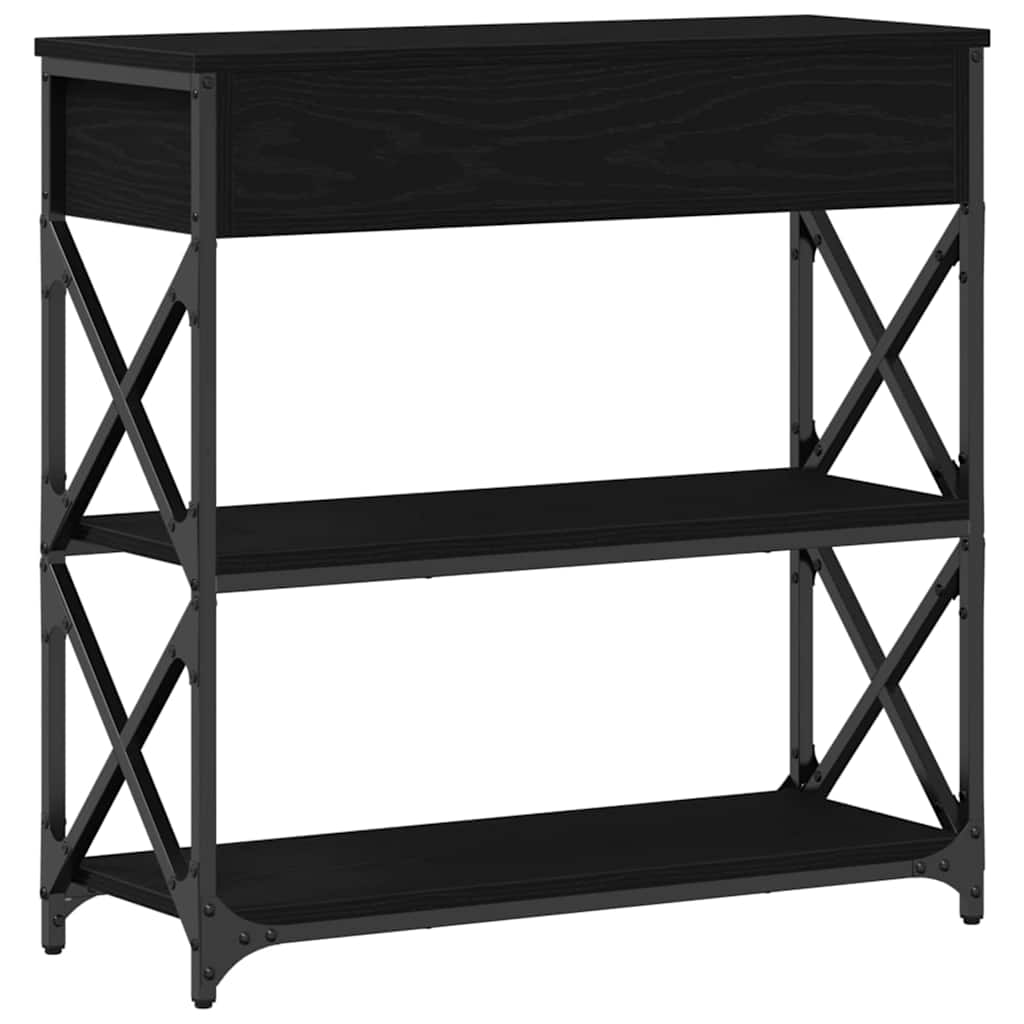 Konsole Tisch mit Regal Schwarz Eichen-Optik 75 x 28 x 75 cm