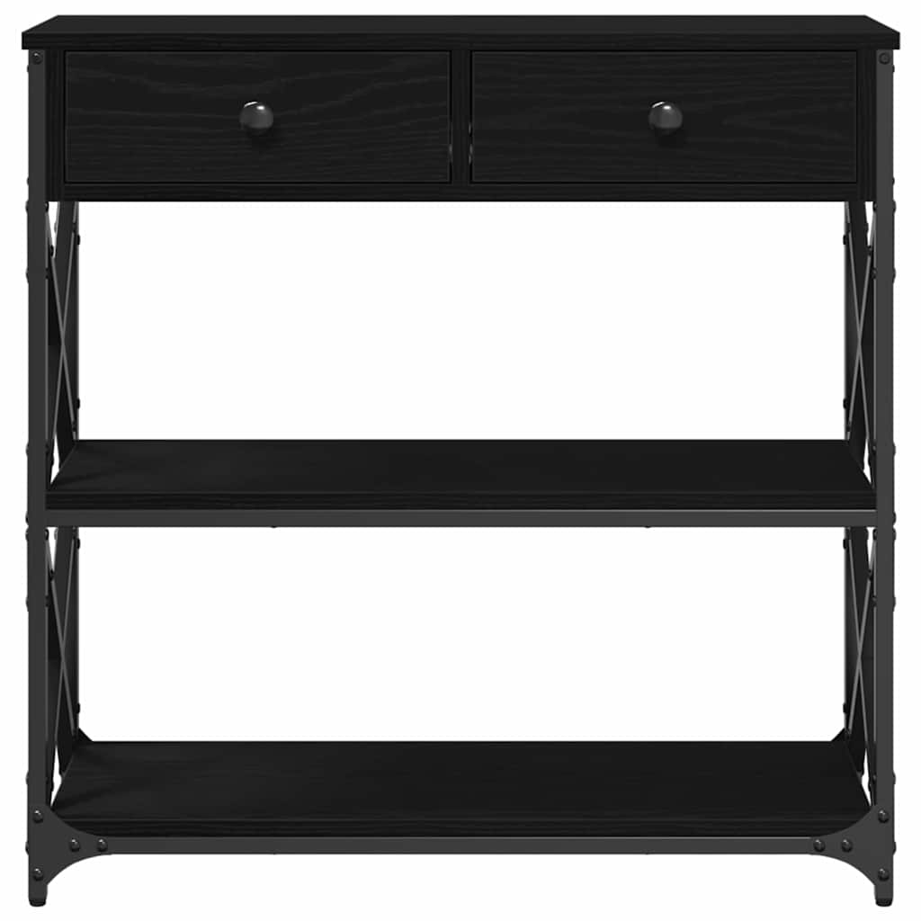 Konsole Tisch mit Regal Schwarz Eichen-Optik 75 x 28 x 75 cm