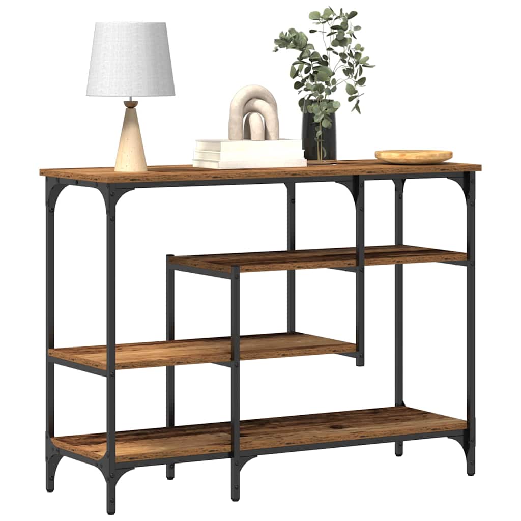 Konsolentisch Altholz 100 x 35 x 75 cm Schichtholz und Metall