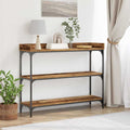 Konsolentisch Altholz 100 x 30 x 80 cm Schichtholz und Metall