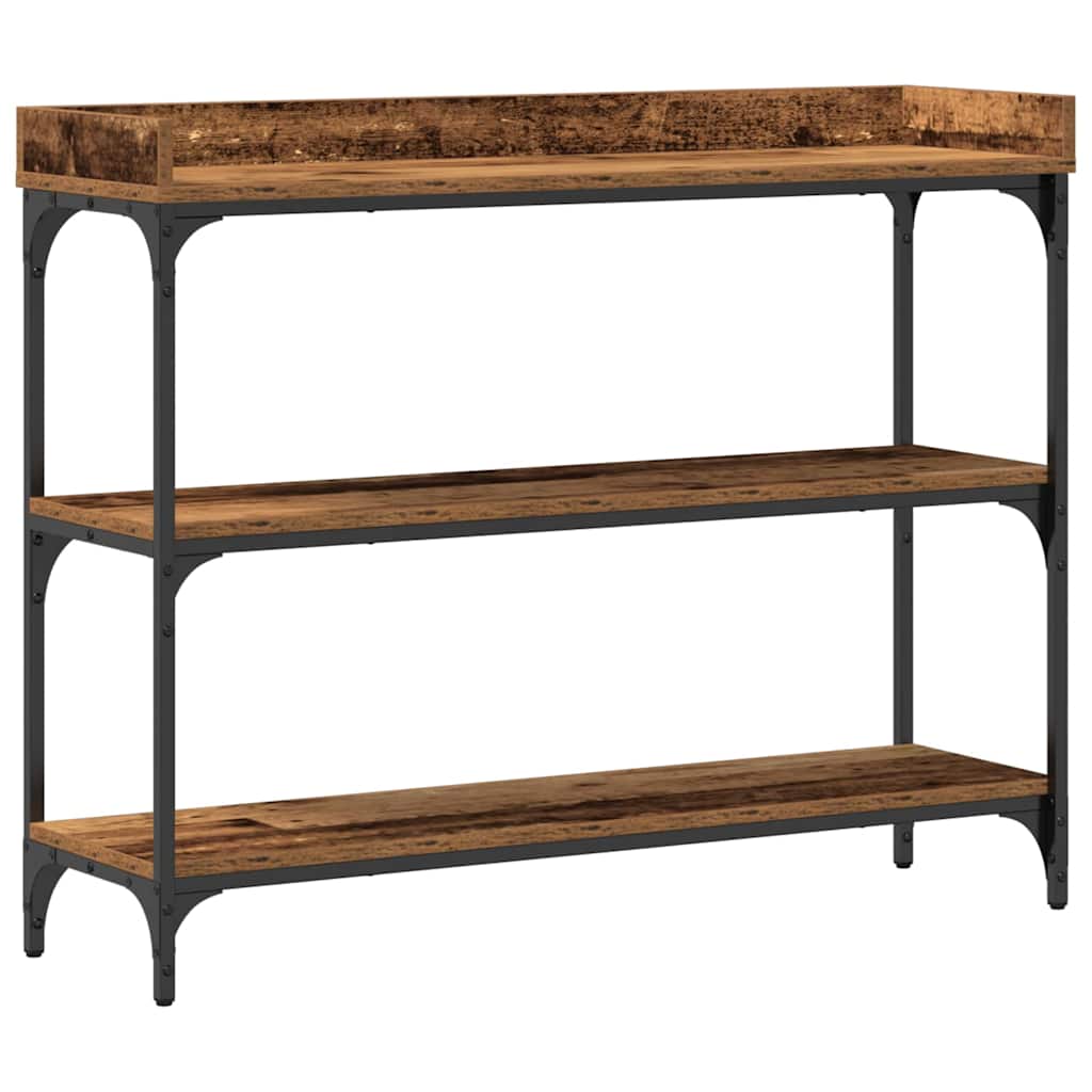 Konsolentisch Altholz 100 x 30 x 80 cm Schichtholz und Metall
