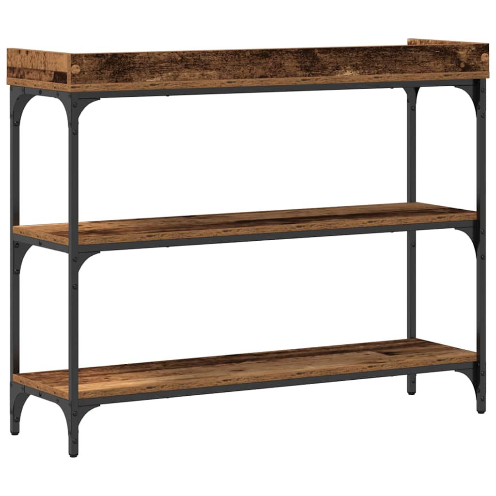 Konsolentisch Altholz 100 x 30 x 80 cm Schichtholz und Metall