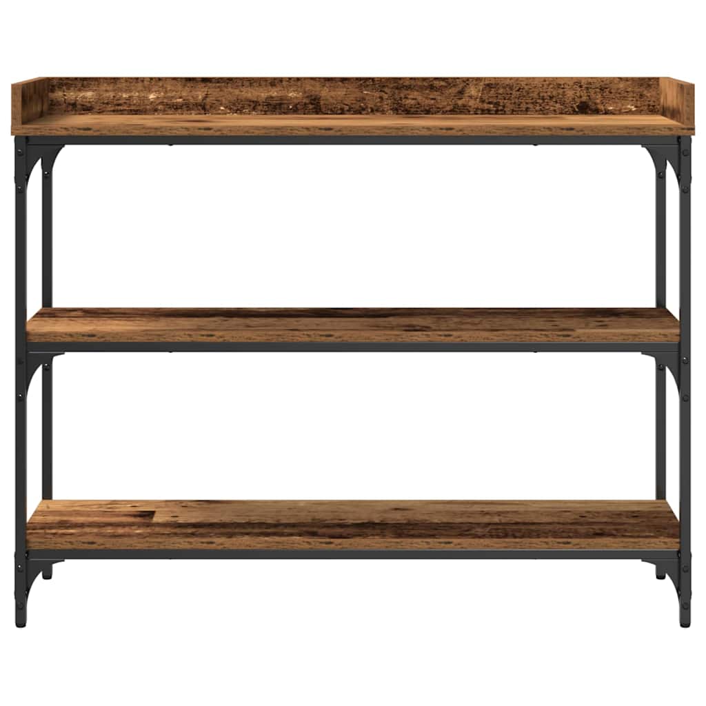 Konsolentisch Altholz 100 x 30 x 80 cm Schichtholz und Metall