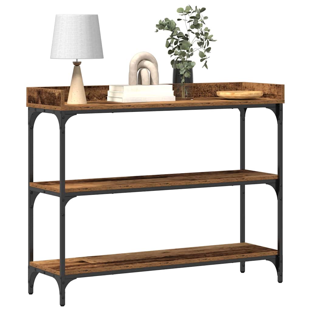 Konsolentisch Altholz 100 x 30 x 80 cm Schichtholz und Metall