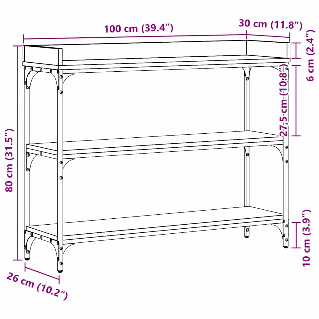 Konsolentisch mit Regal Artisan-Eiche 100 x 30 x 80 cm
