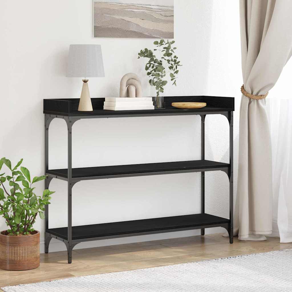 Konsolentisch mit Regal Schwarz Eichen-Optik 100 x 30 x 80 cm