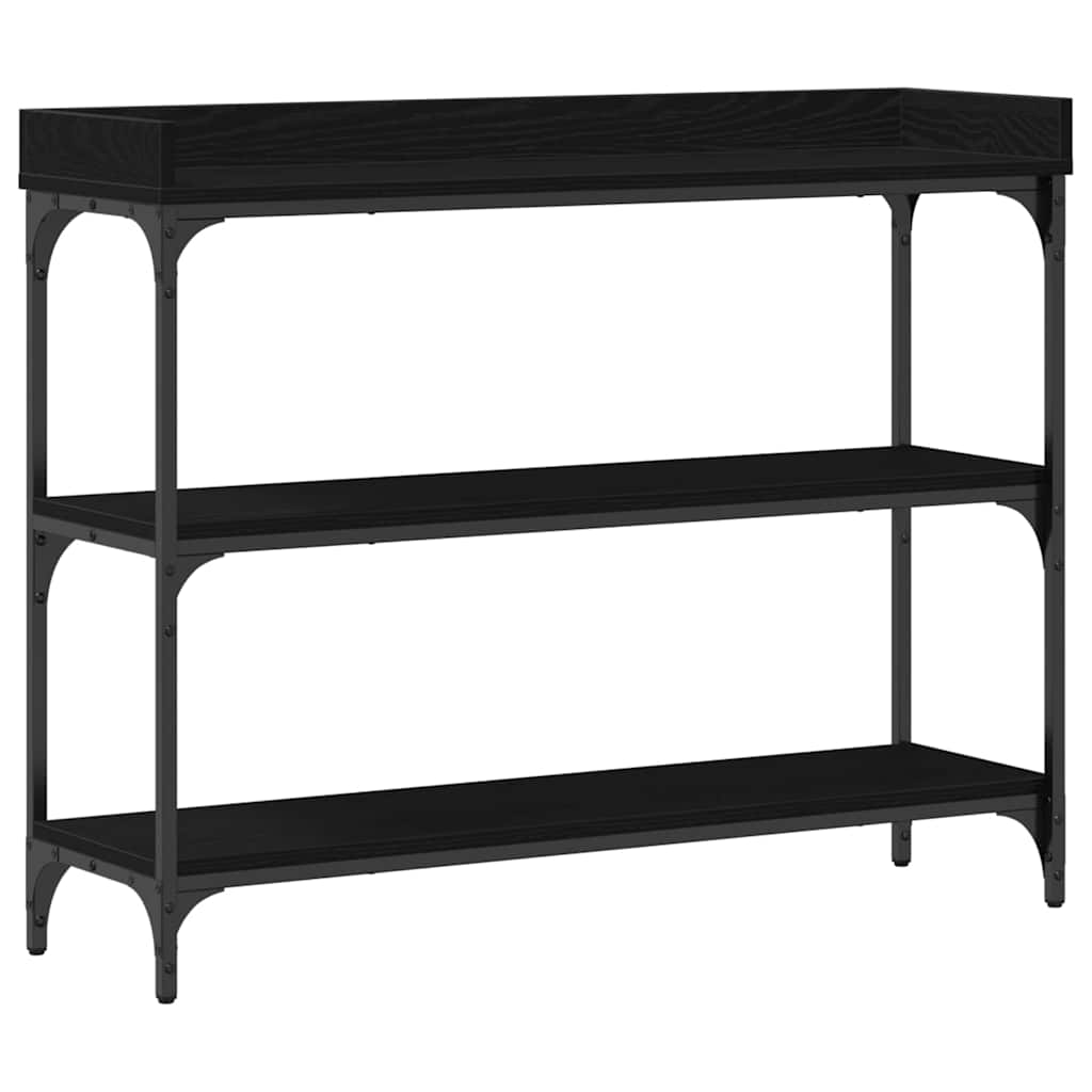 Konsolentisch mit Regal Schwarz Eichen-Optik 100 x 30 x 80 cm