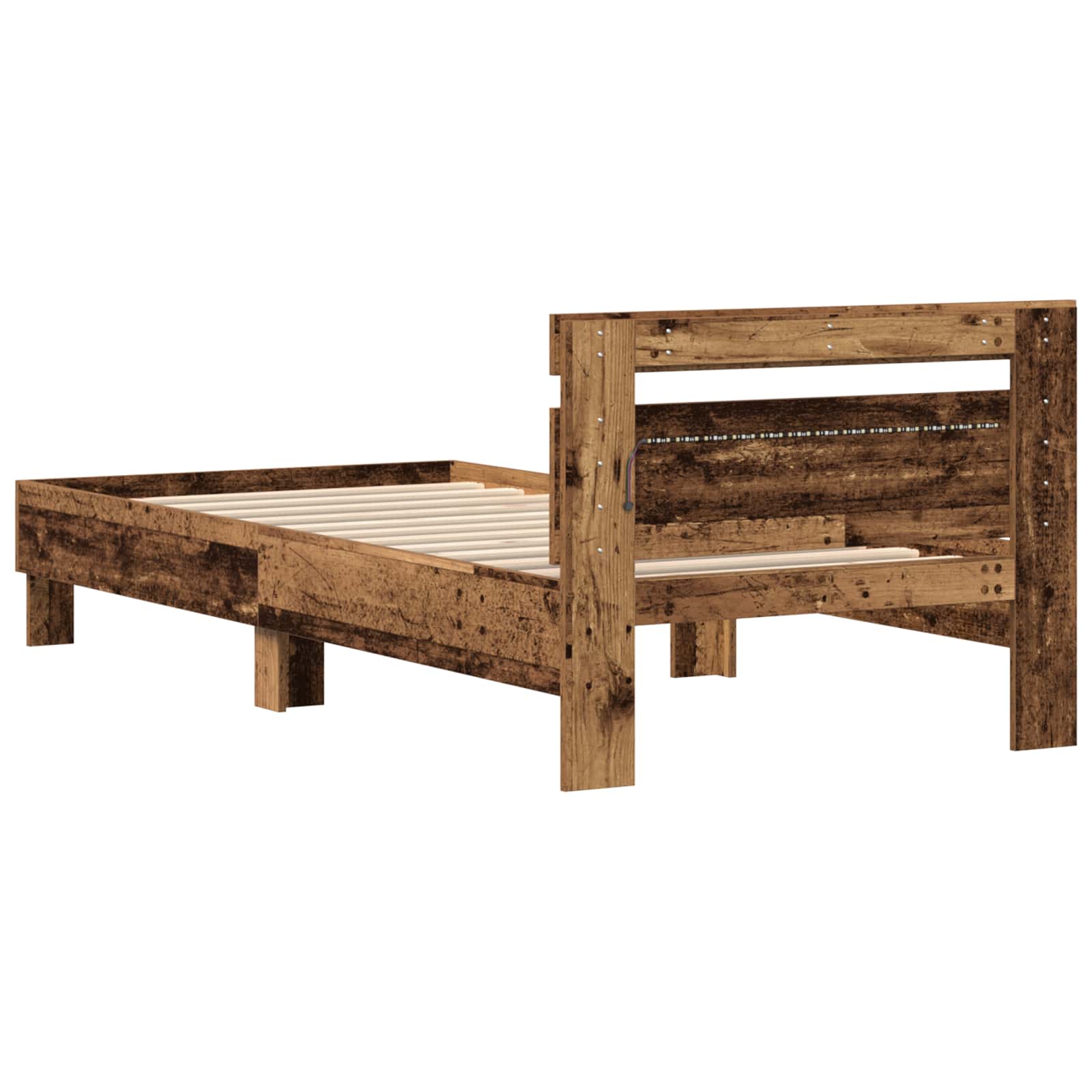Bettrahmen mit LED Altholz 100 x 200 cm Holzwerkstoff