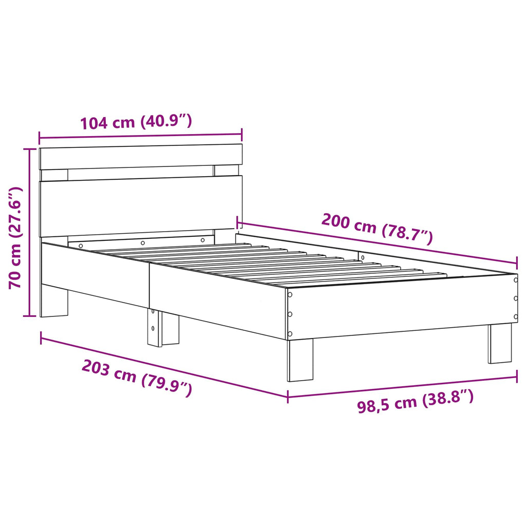 Bettrahmen mit LED Altholz 100 x 200 cm Holzwerkstoff