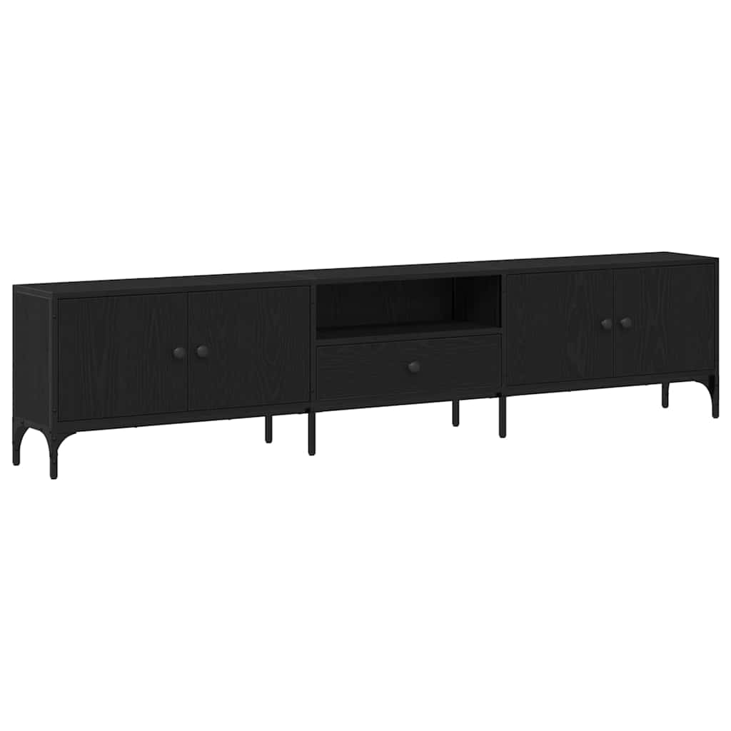 TV-Schränk Schwarz Eichen-Optik 200 x 25 x 44 cm Holzwerkstoff