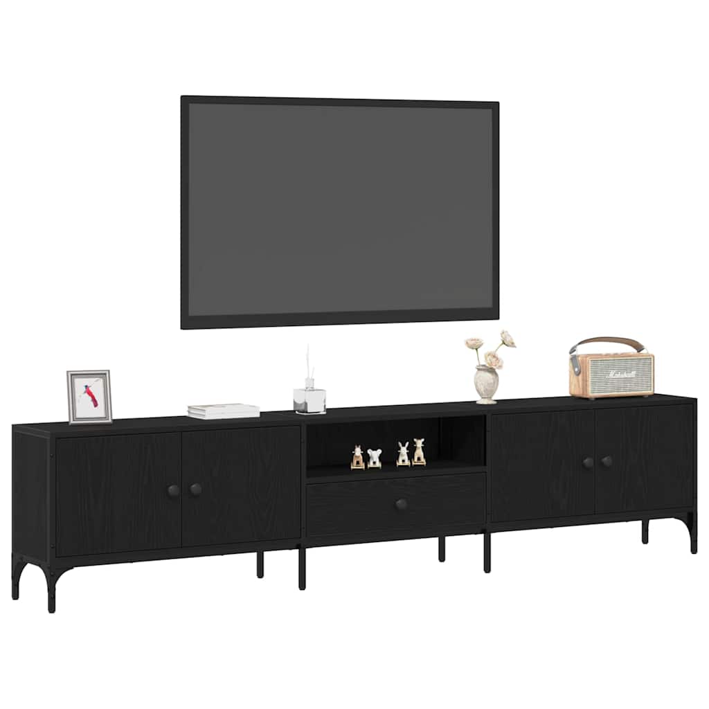 TV-Schränk Schwarz Eichen-Optik 200 x 25 x 44 cm Holzwerkstoff