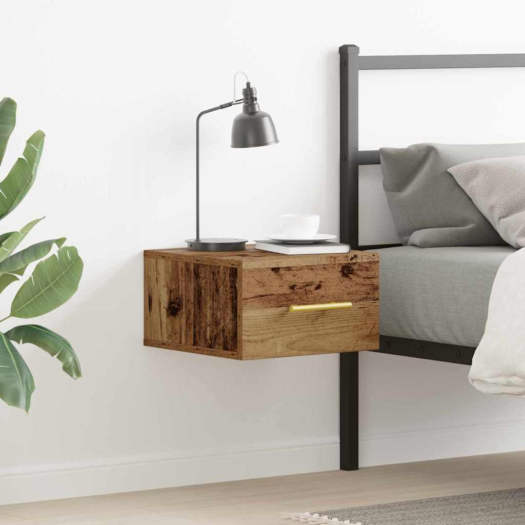 Nachttisch Wandmontiert Altholz 35 x 35 x 20 cm Holzwerkstoff
