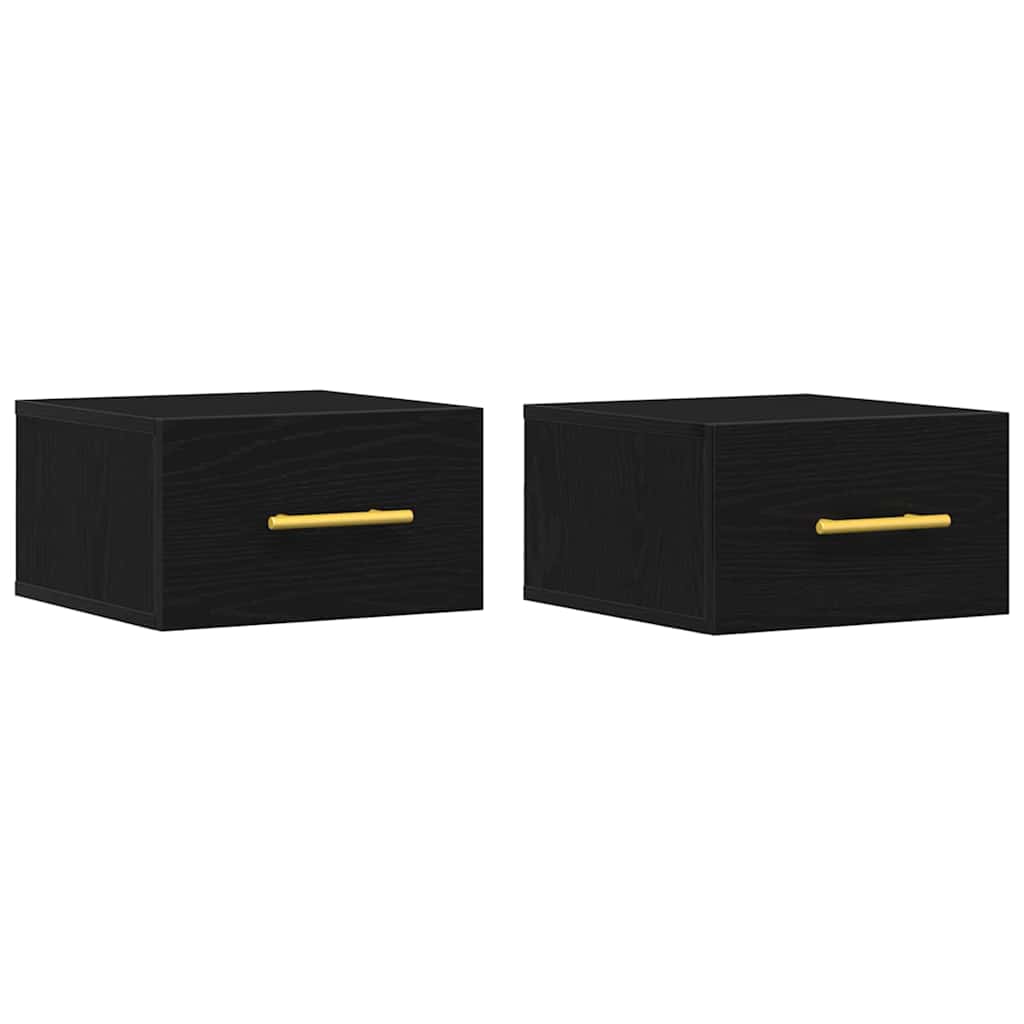 Nachttisch 2 pcs Schwarz Eichen-Optik 35 x 35 x 20 cm