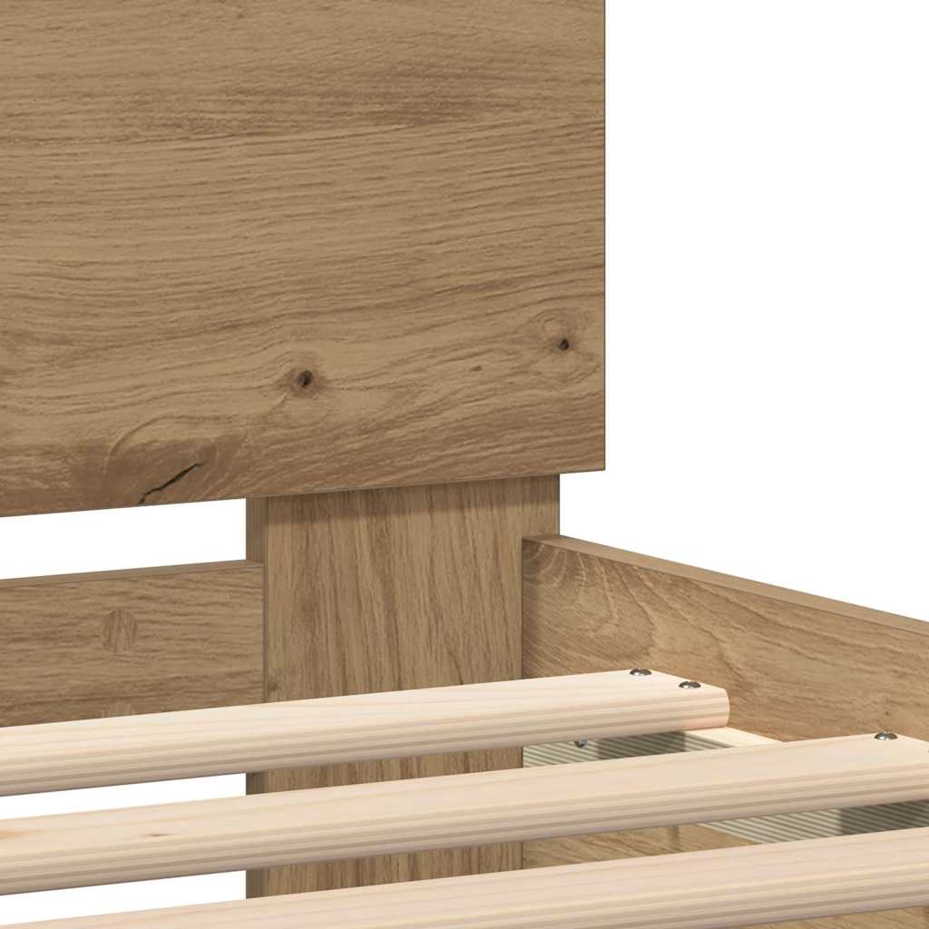 Bettrahmen mit LED Artisan-Eiche 90 x 200 cm Holzwerkstoff
