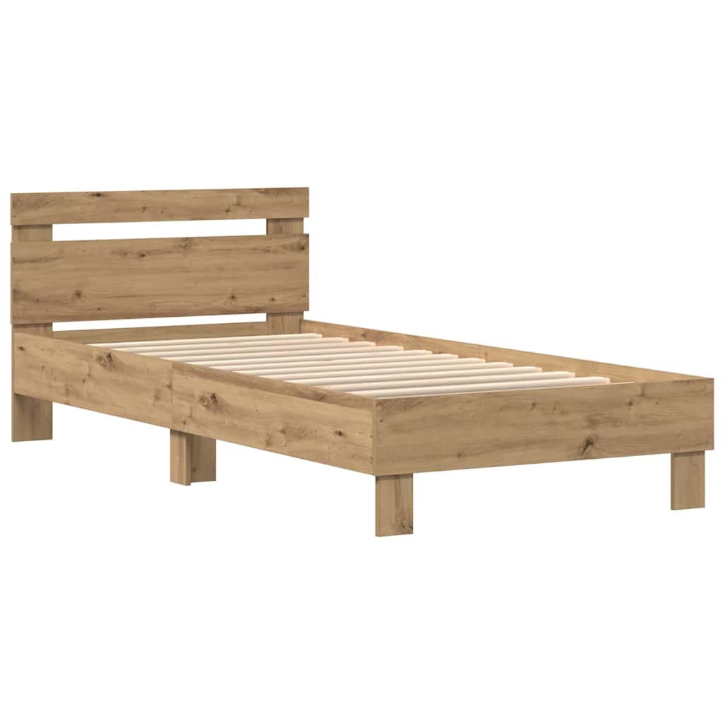 Bettrahmen mit LED Artisan-Eiche 90 x 200 cm Holzwerkstoff