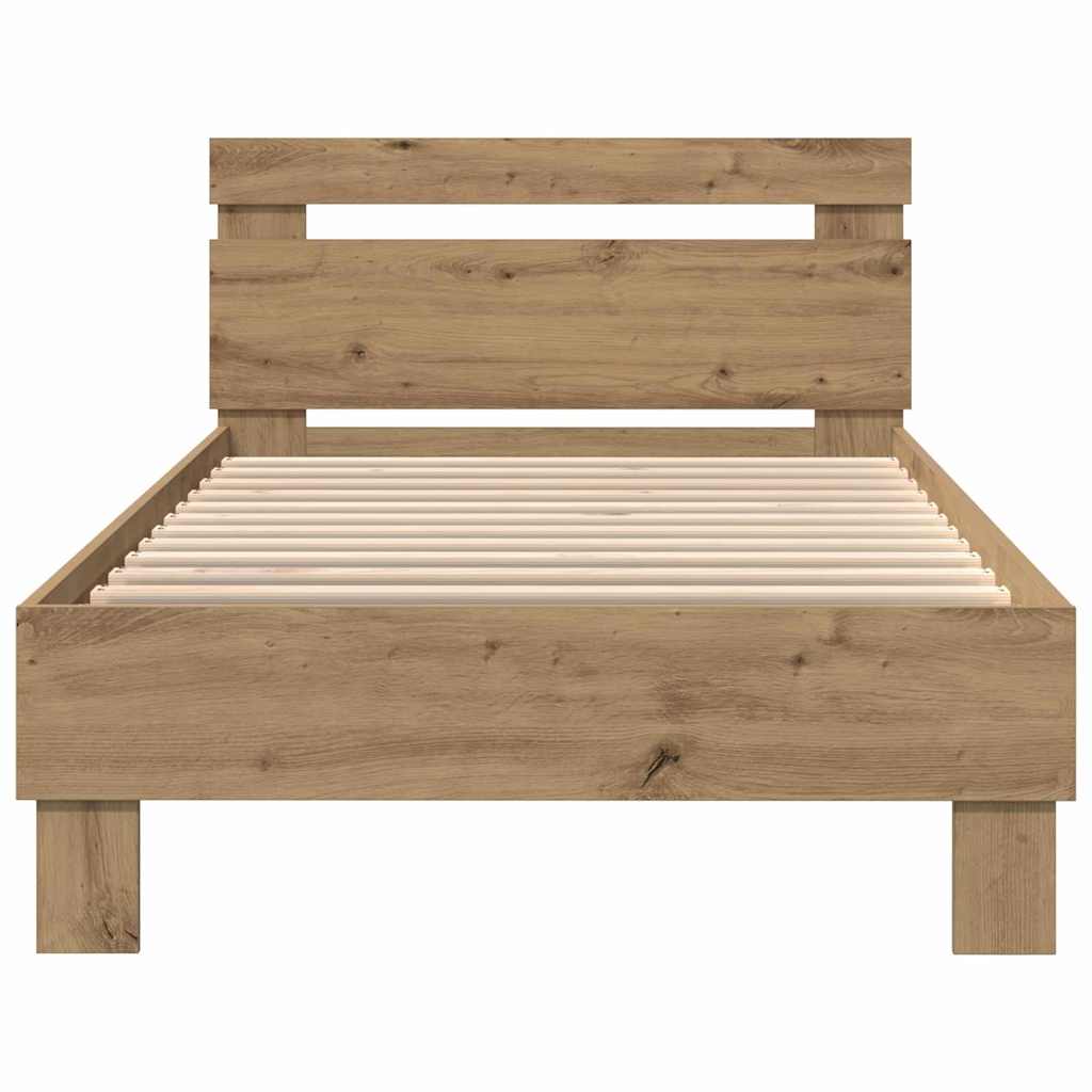 Bettrahmen mit LED Artisan-Eiche 90 x 200 cm Holzwerkstoff