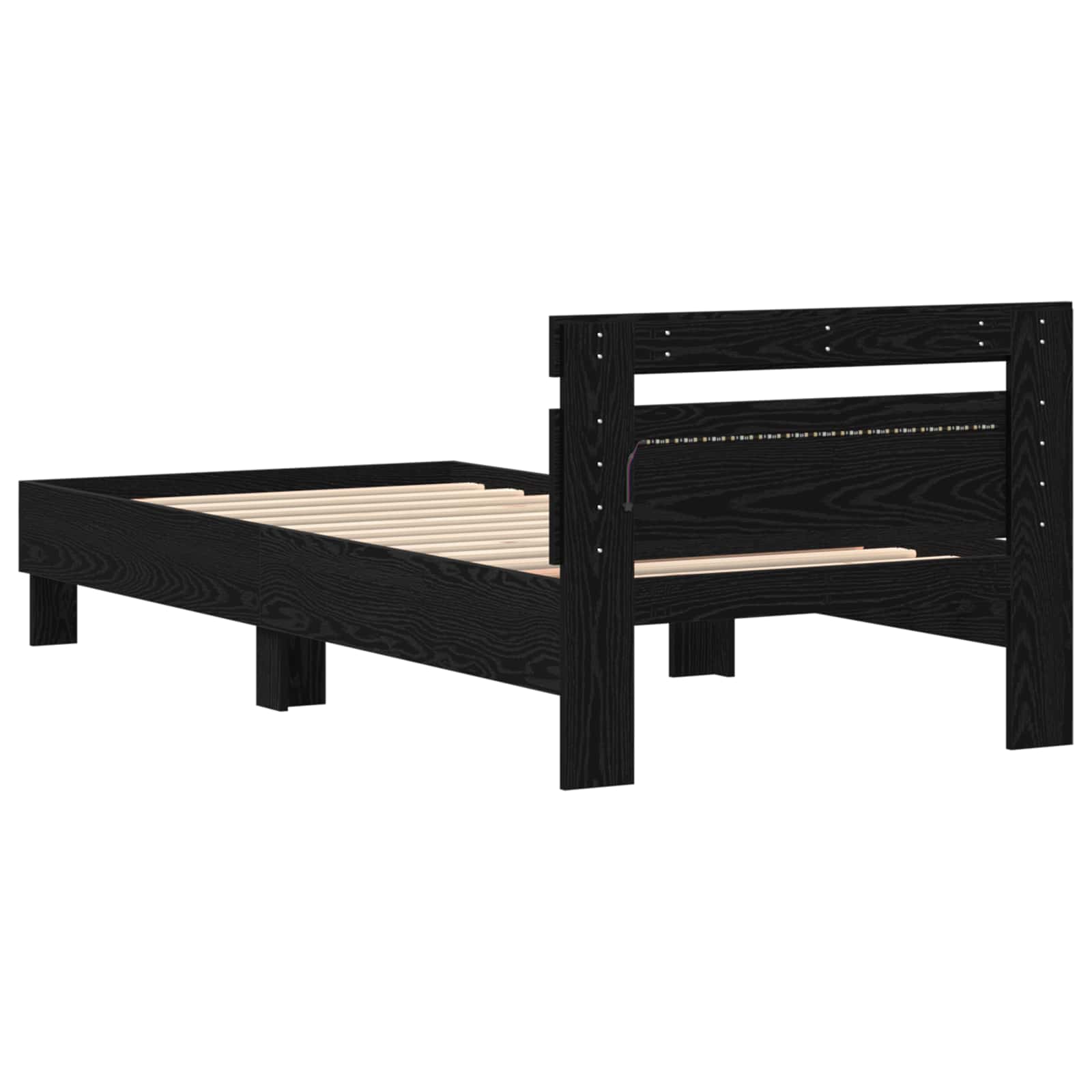Bettrahmen Schwarz Eichen-Optik 90 x 200 cm Holzwerkstoff