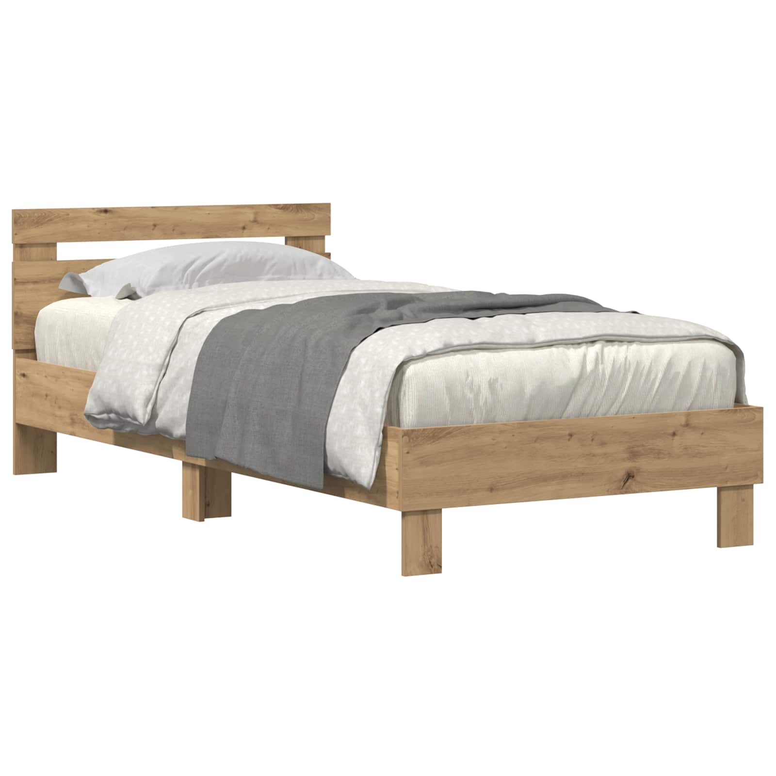 Bettrahmen mit LED Artisan-Eiche 90 x 190 cm Holzwerkstoff