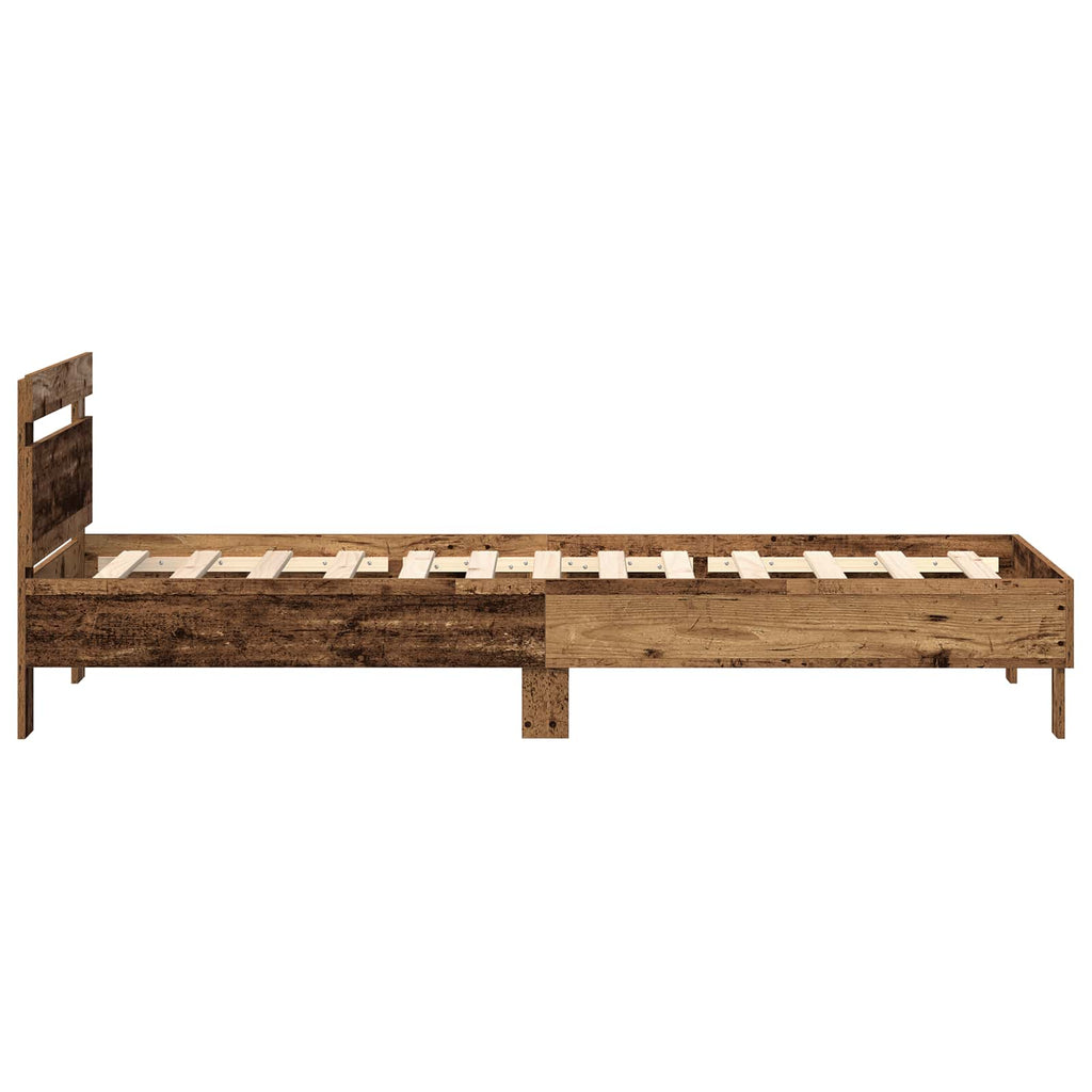 Bettrahmen mit LED Altholz 75 x 190 cm Holzwerkstoff