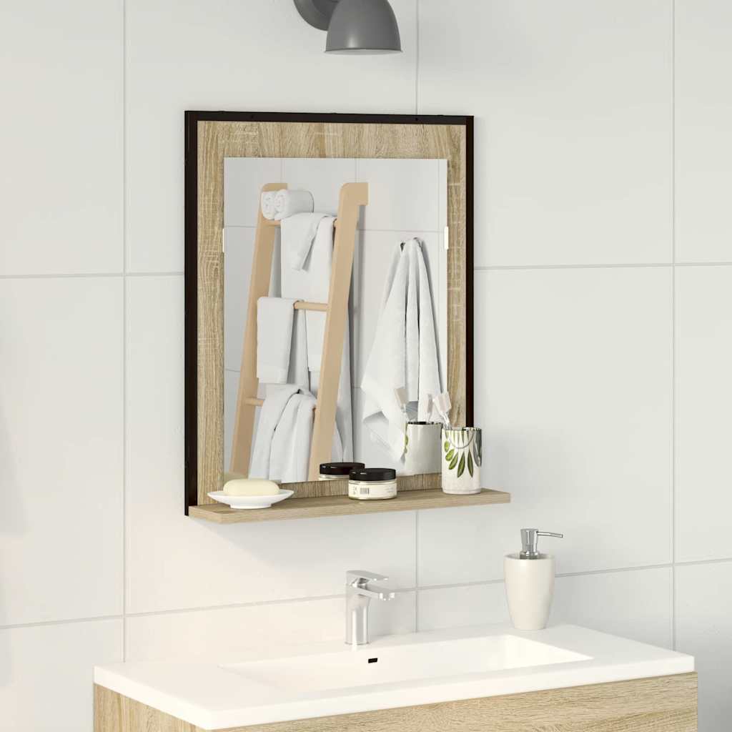 Badezimmer Spiegel mit Regal Schwarz 50 x 12 x 60 cm