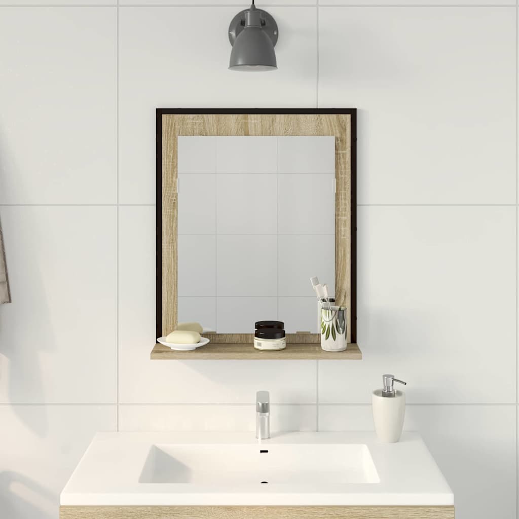Badezimmer Spiegel mit Regal Schwarz 50 x 12 x 60 cm