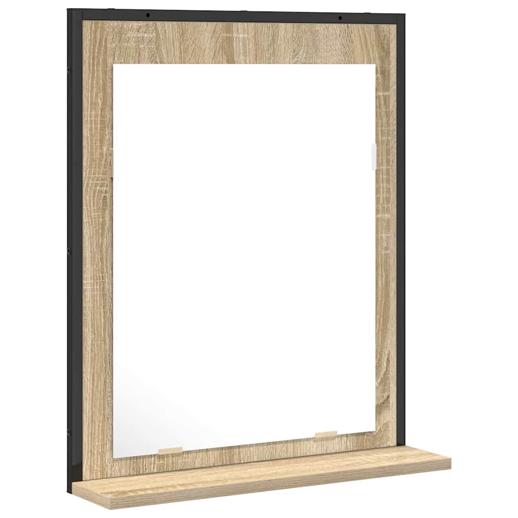 Badezimmer Spiegel mit Regal Schwarz 50 x 12 x 60 cm