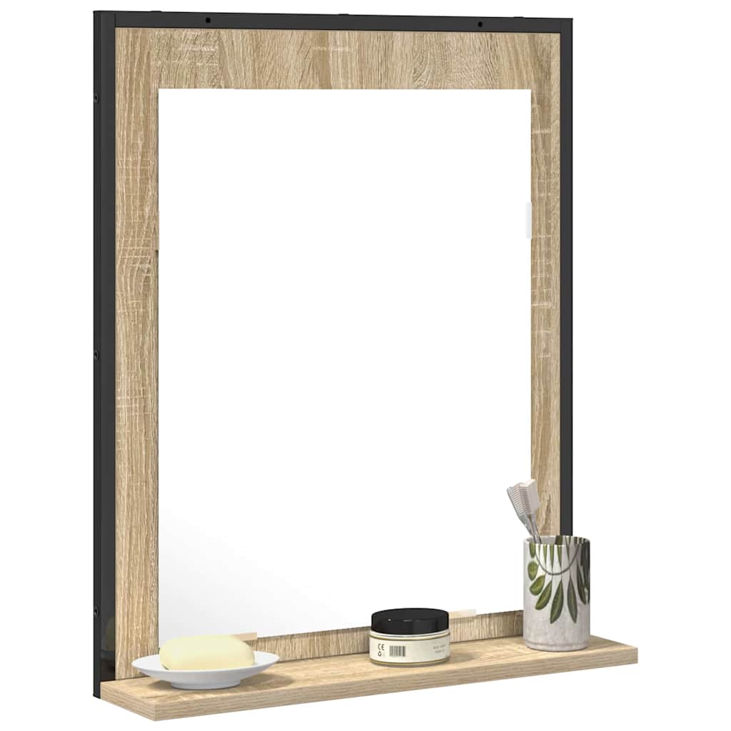 Badezimmer Spiegel mit Regal Schwarz 50 x 12 x 60 cm