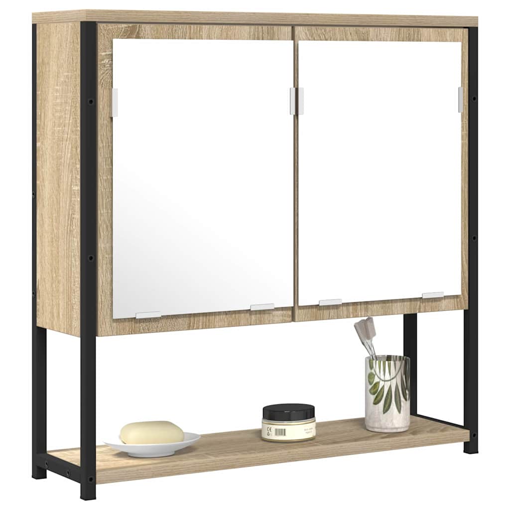 Badezimmer Spiegel mit Regal Wandmontiert Beige 60 x 16 x 60 cm