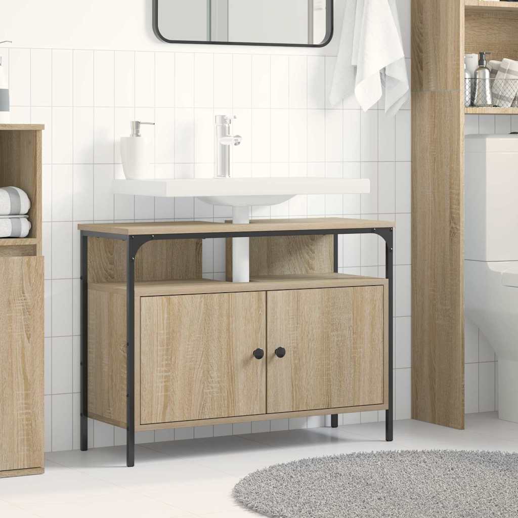 Waschbeckenschrank mit Tür Braun 80 x 30 x 60 cm Holzwerkstoff
